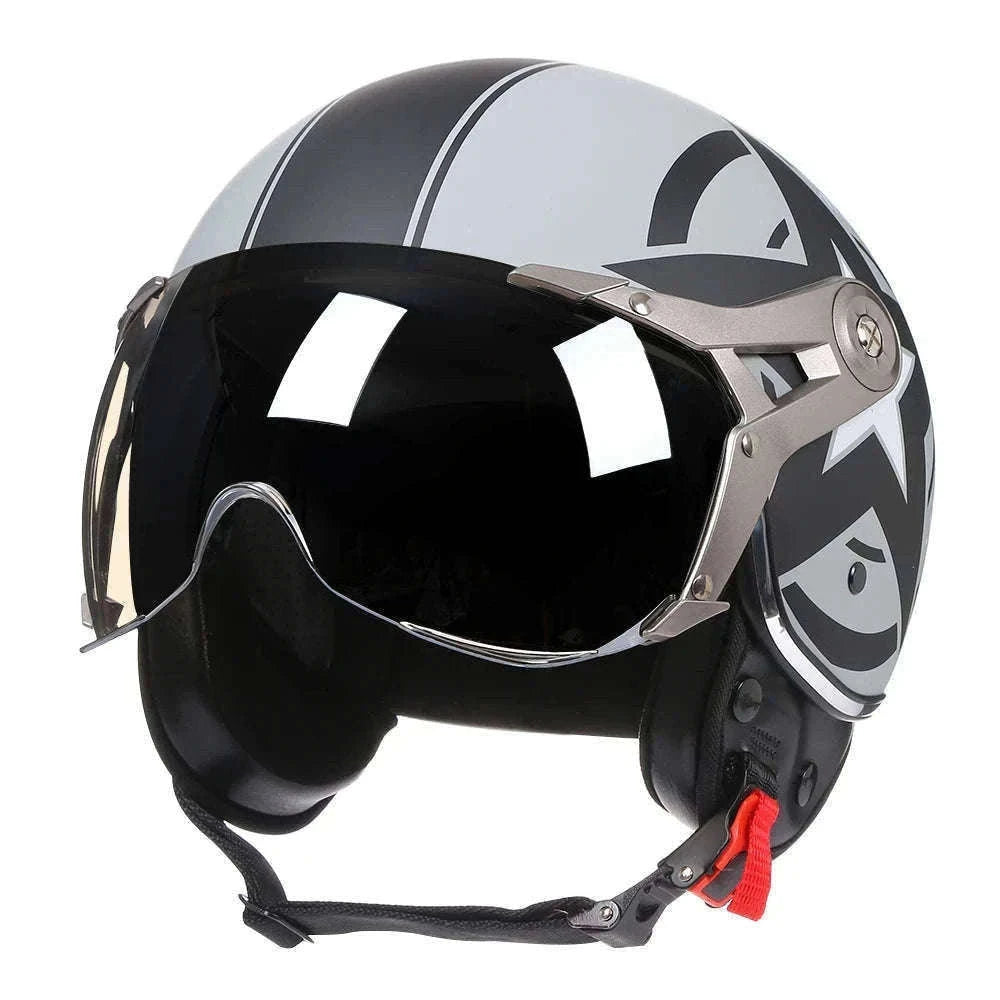 Vintage Jet Motorcycle Helmet with Visor for Confident Rides-288 red / L