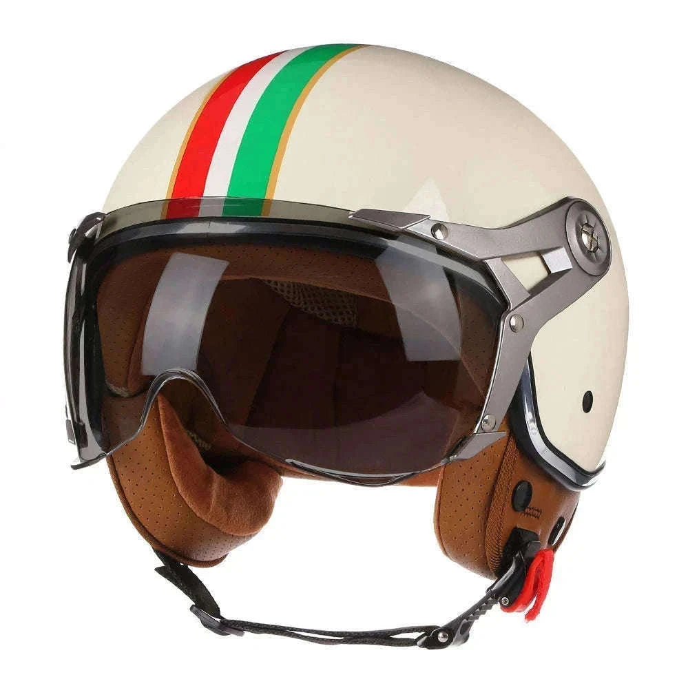 Vintage Jet Motorcycle Helmet with Visor for Confident Rides-288 red / L