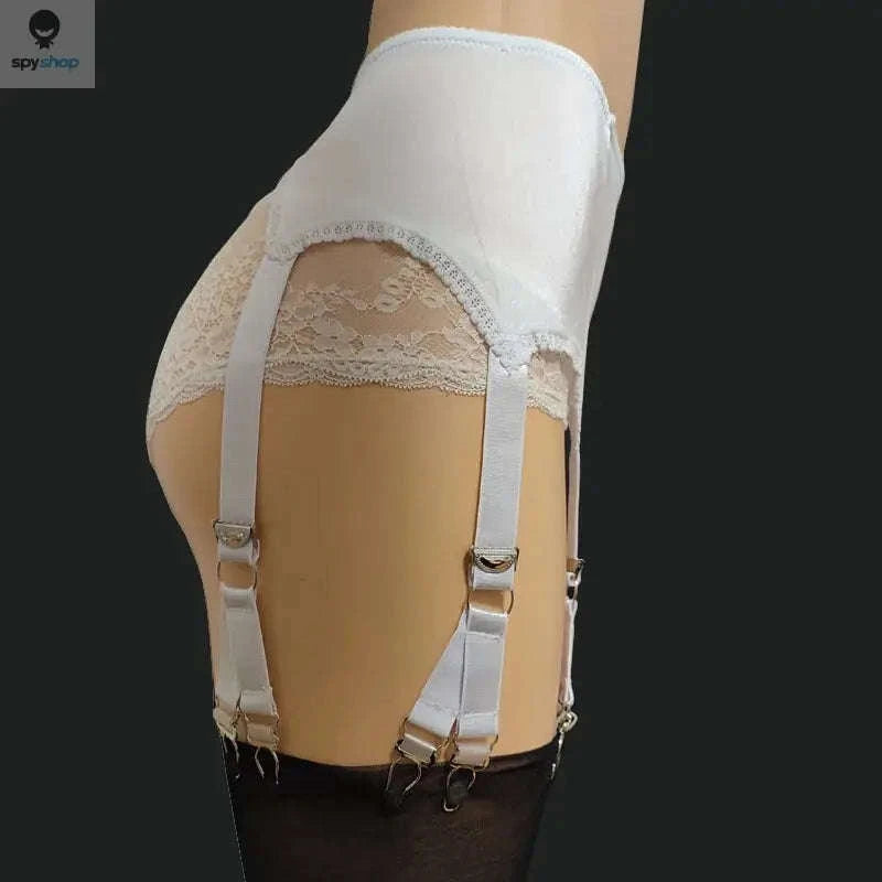 Vintage Lace Suspender Belt with Stockings-WTgarter BKstockings / M
