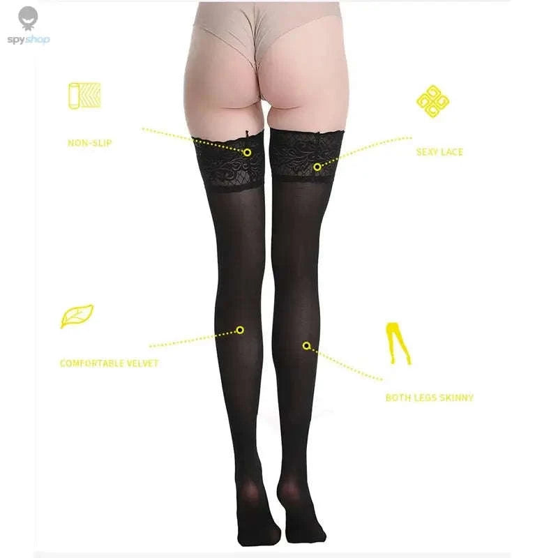 Vintage Lace Suspender Belt with Stockings-WTgarter BKstockings / M