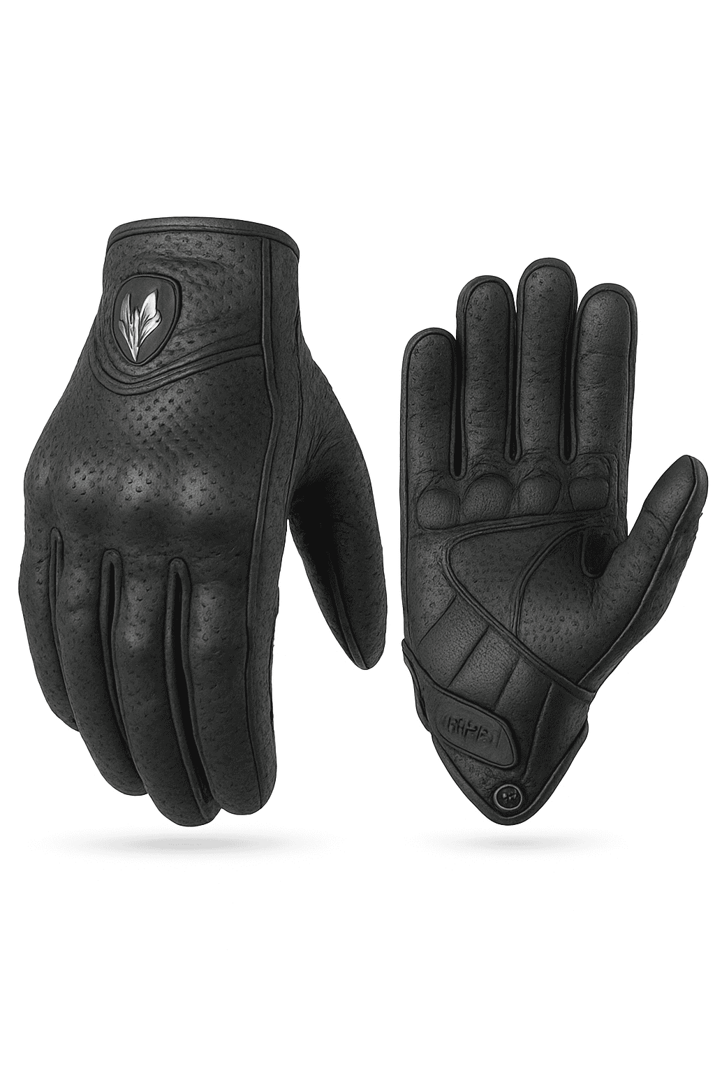 Vintage Leather Motorcycle Gloves with Touchscreen Fingertips-Black / XXL