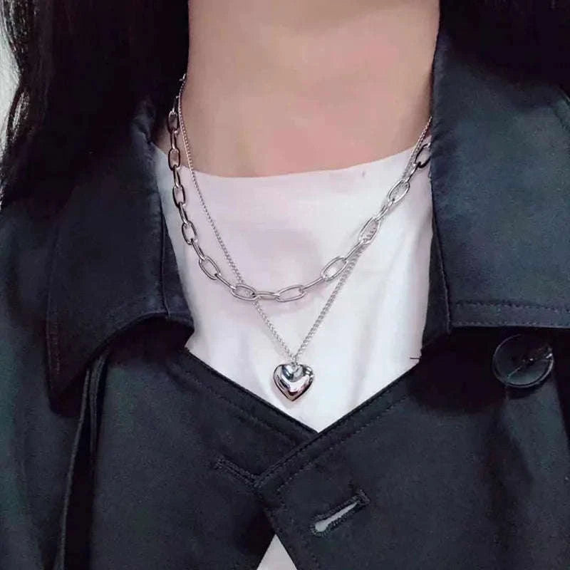 Vintage Love Heart Pendant Necklace-x491