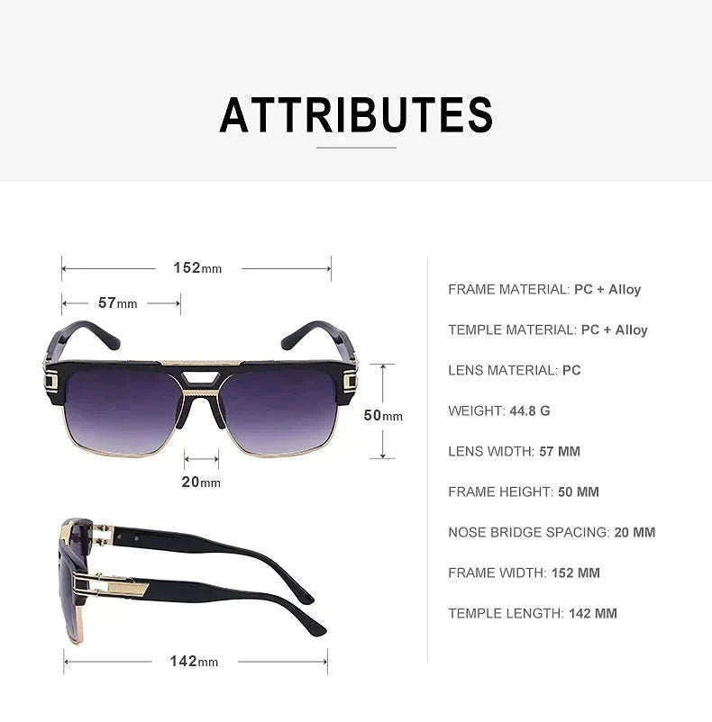 Vintage Men Sunglasses with UV400 Retro Square Style-Blue Gradient