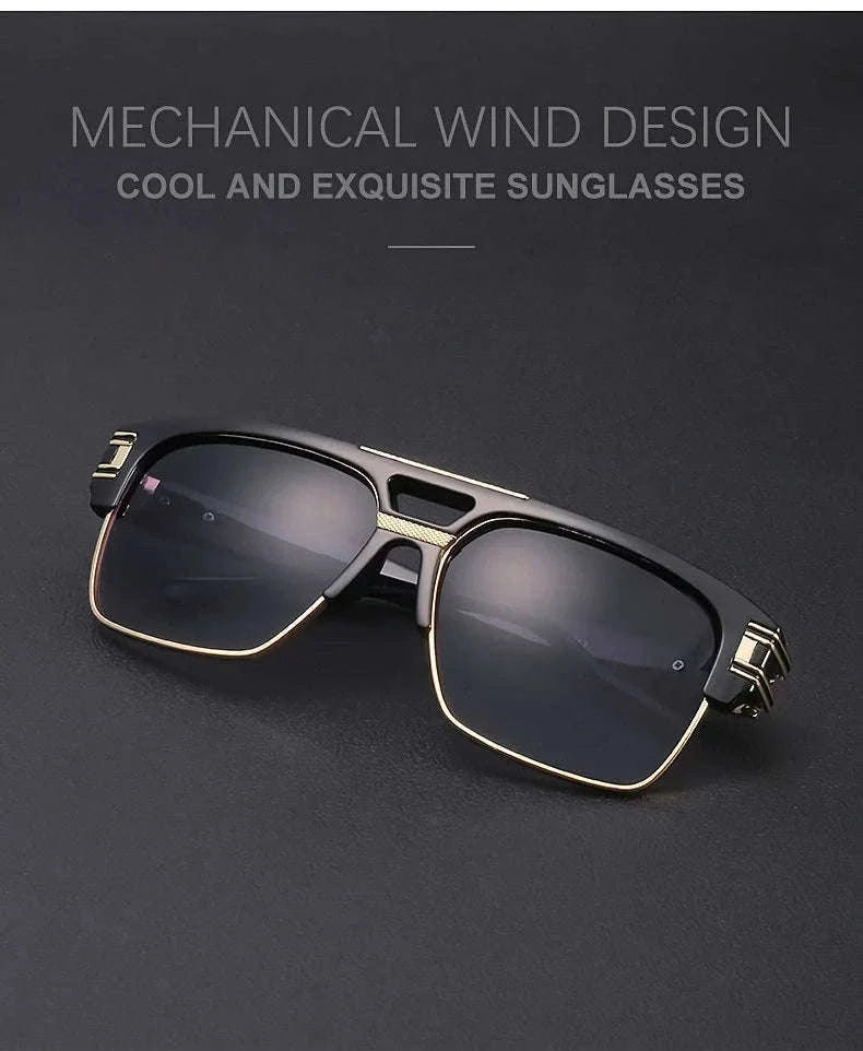 Vintage Men Sunglasses with UV400 Retro Square Style-Blue Gradient