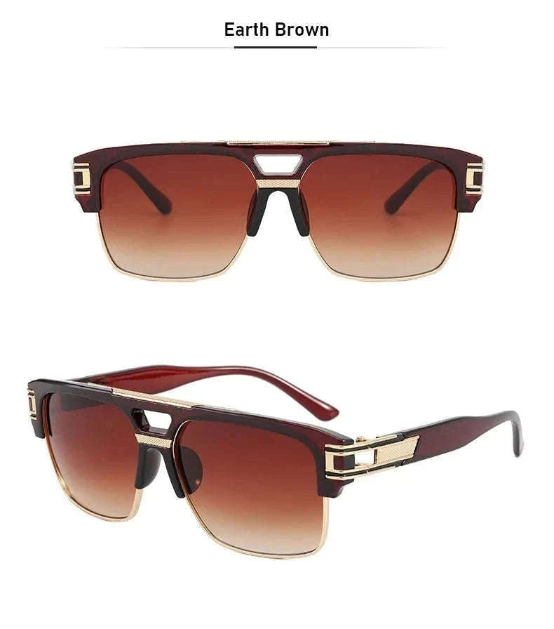 Vintage Men Sunglasses with UV400 Retro Square Style-Blue Gradient