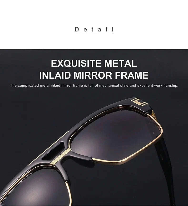 Vintage Men Sunglasses with UV400 Retro Square Style-Blue Gradient