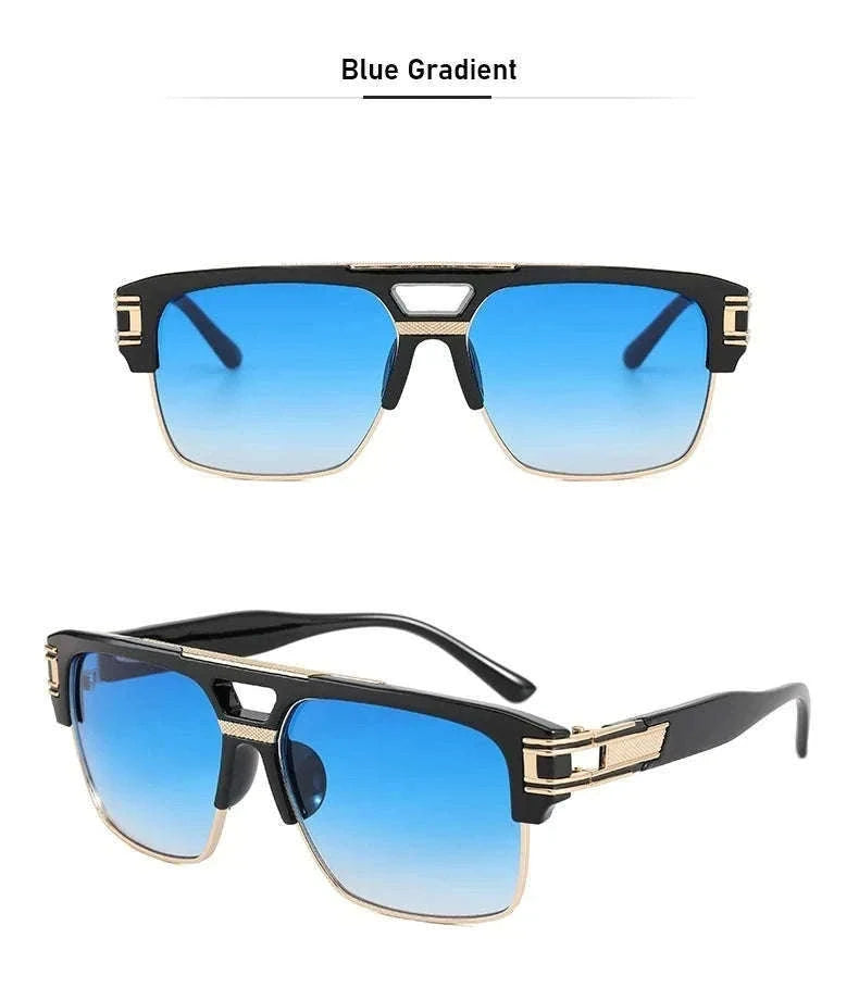 Vintage Men Sunglasses with UV400 Retro Square Style-Blue Gradient