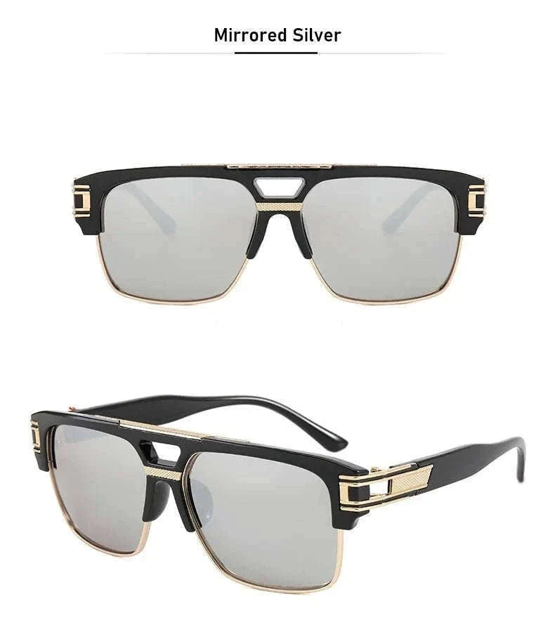Vintage Men Sunglasses with UV400 Retro Square Style-Blue Gradient