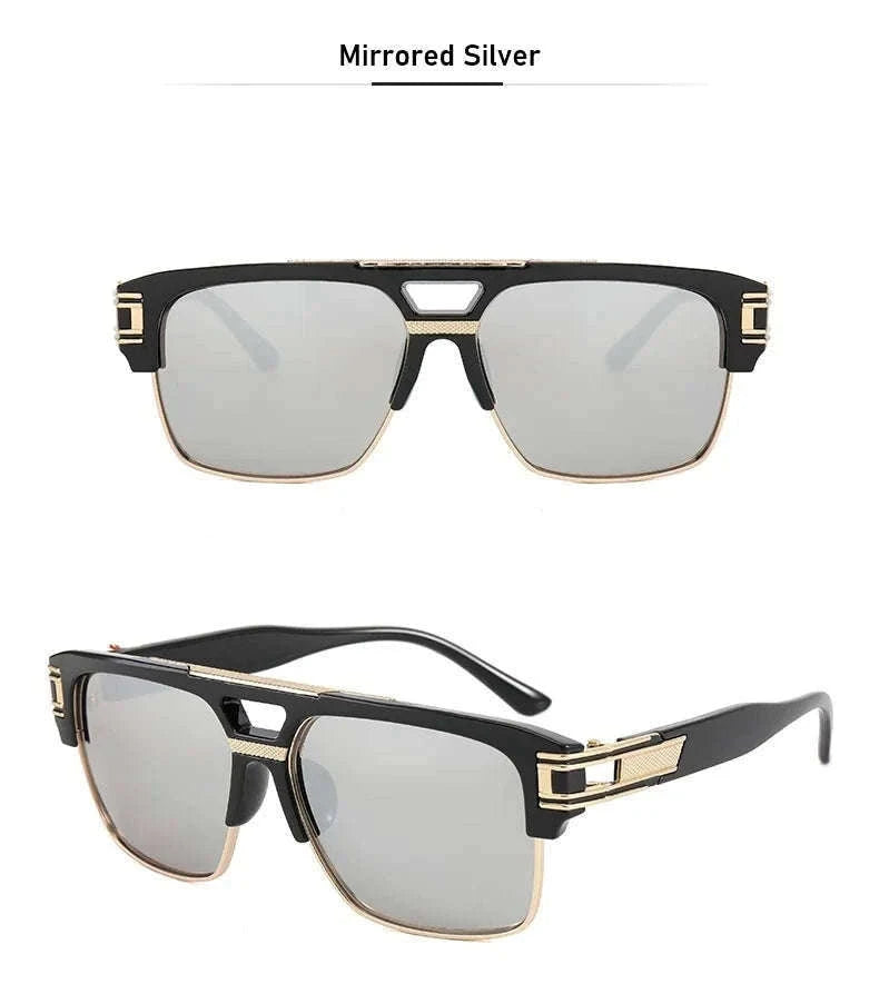 Vintage Men Sunglasses with UV400 Retro Square Style-Blue Gradient