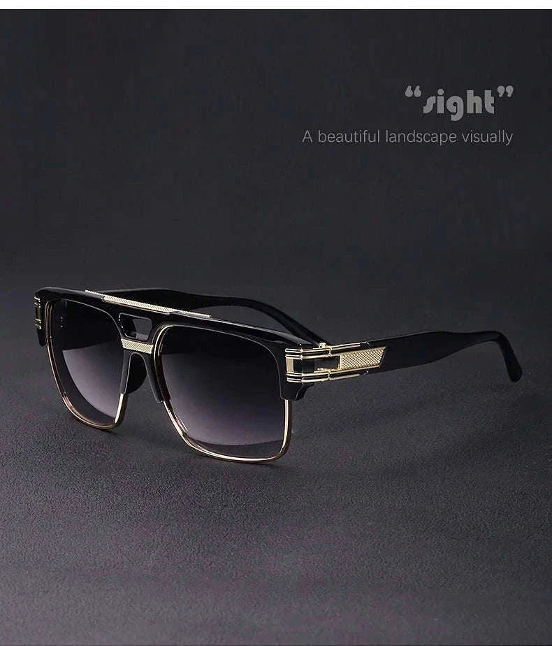 Vintage Men Sunglasses with UV400 Retro Square Style-Blue Gradient