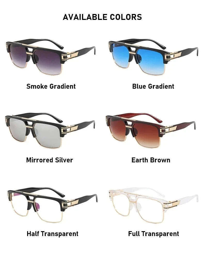 Vintage Men Sunglasses with UV400 Retro Square Style-Blue Gradient