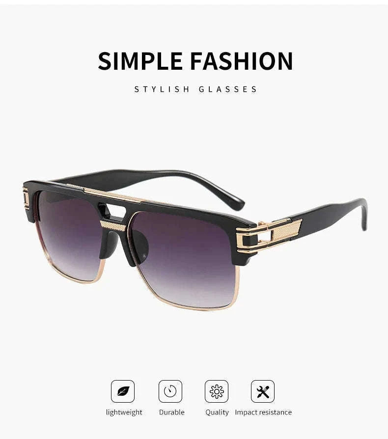Vintage Men Sunglasses with UV400 Retro Square Style-Blue Gradient