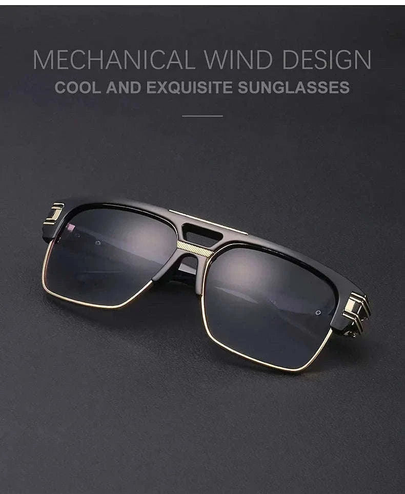 Vintage Men Sunglasses with UV400 Retro Square Style-Blue Gradient