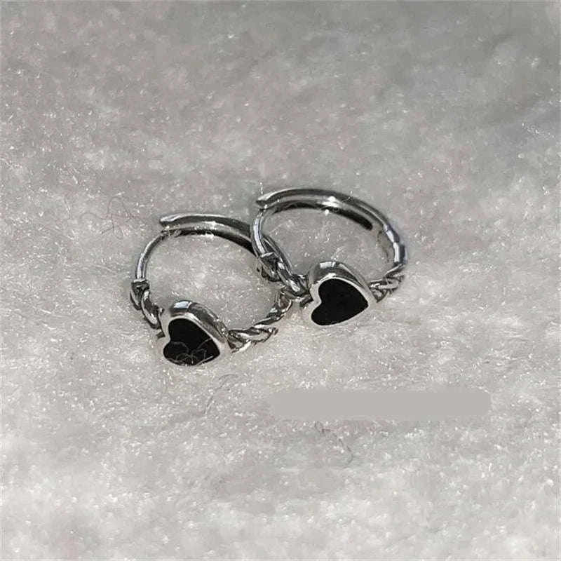 Vintage Metal Hoop Earrings with Irregular Wave Design-4