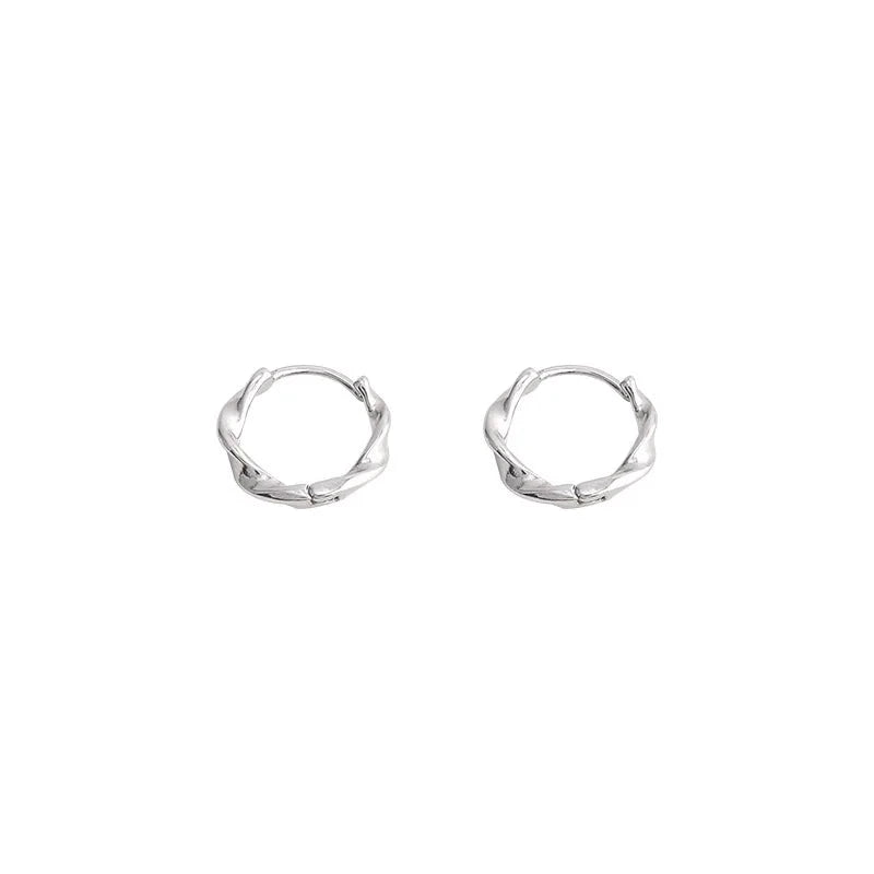 Vintage Metal Hoop Earrings with Irregular Wave Design-4