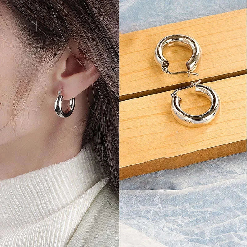 Vintage Metal Hoop Earrings with Irregular Wave Design-4