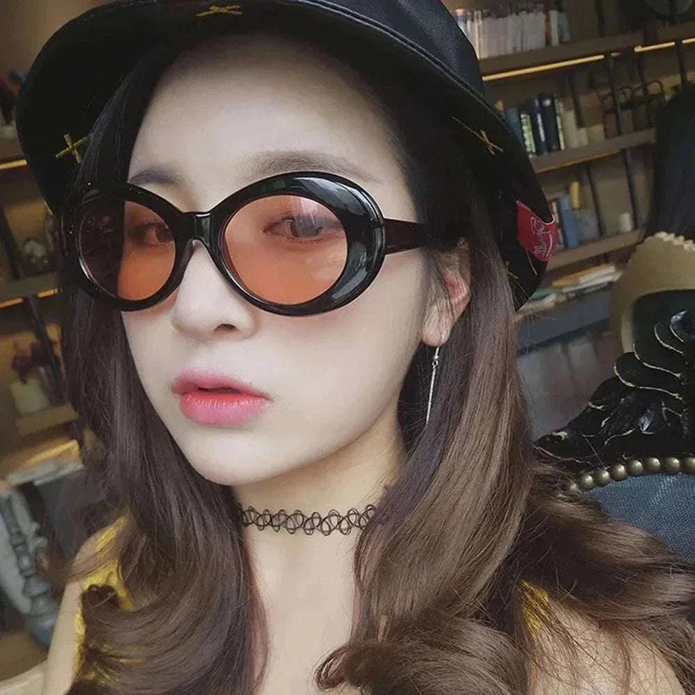 Vintage Oval Sunglasses for Women and Men-White-Blue / As Picture