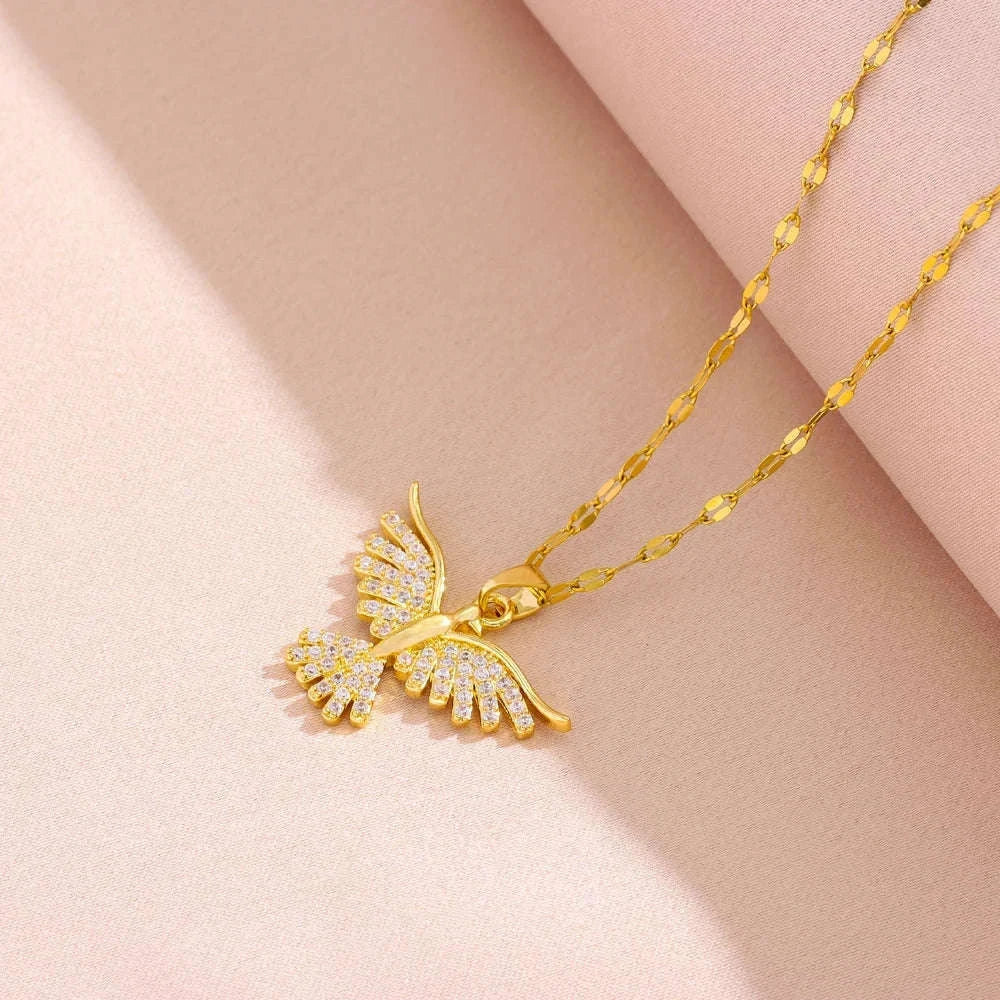 Vintage Phoenix Pendant Necklace in 18K Gold Plating-1030