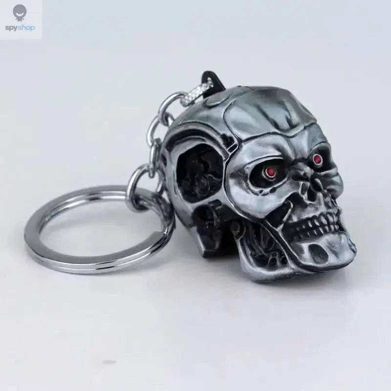 Vintage Skull Keychain with Secure Clip for Everyday Carry-Silver
