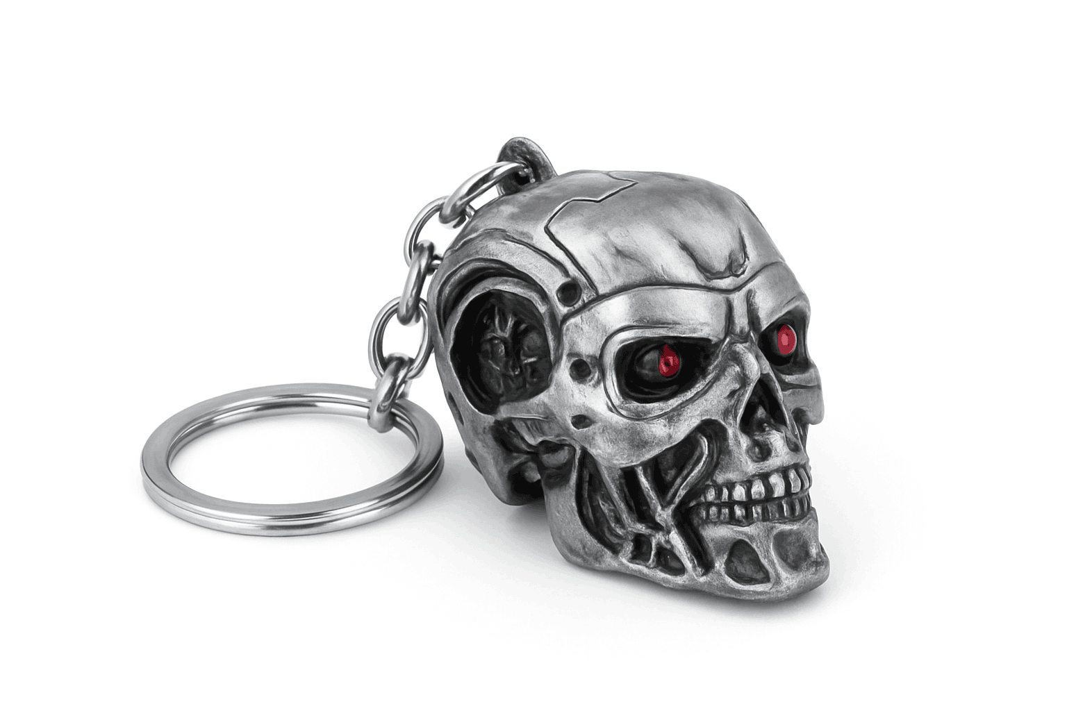 Vintage Skull Keychain with Secure Clip for Everyday Carry-Silver