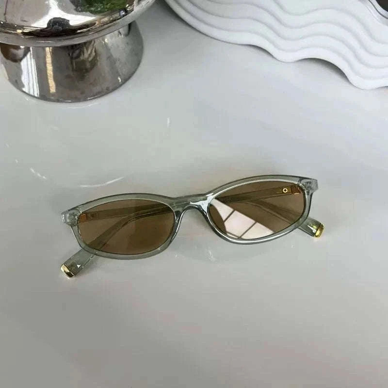 Vintage Small Frame Women's Cat-Eye Sunglasses with UV400-Black yellow