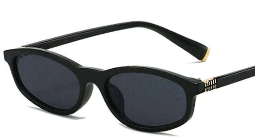 Vintage Small Frame Women's Cat-Eye Sunglasses with UV400-Black yellow