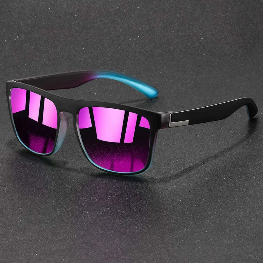 Vintage Square Sports Sunglasses for Men and Women-Green Lenses