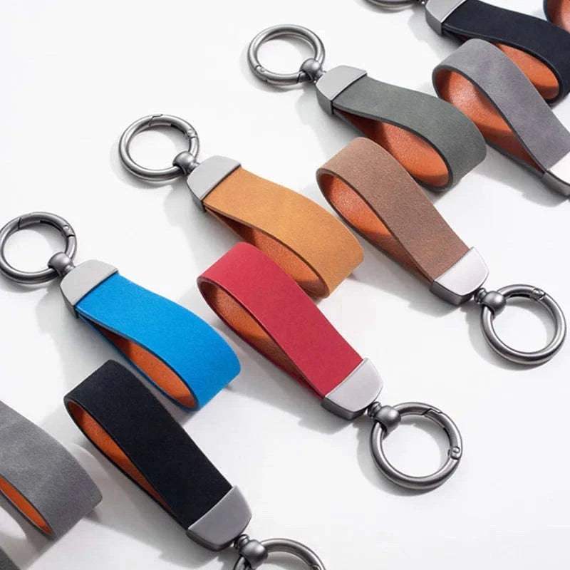 Vintage Suede Car Keychain Ring-Blue
