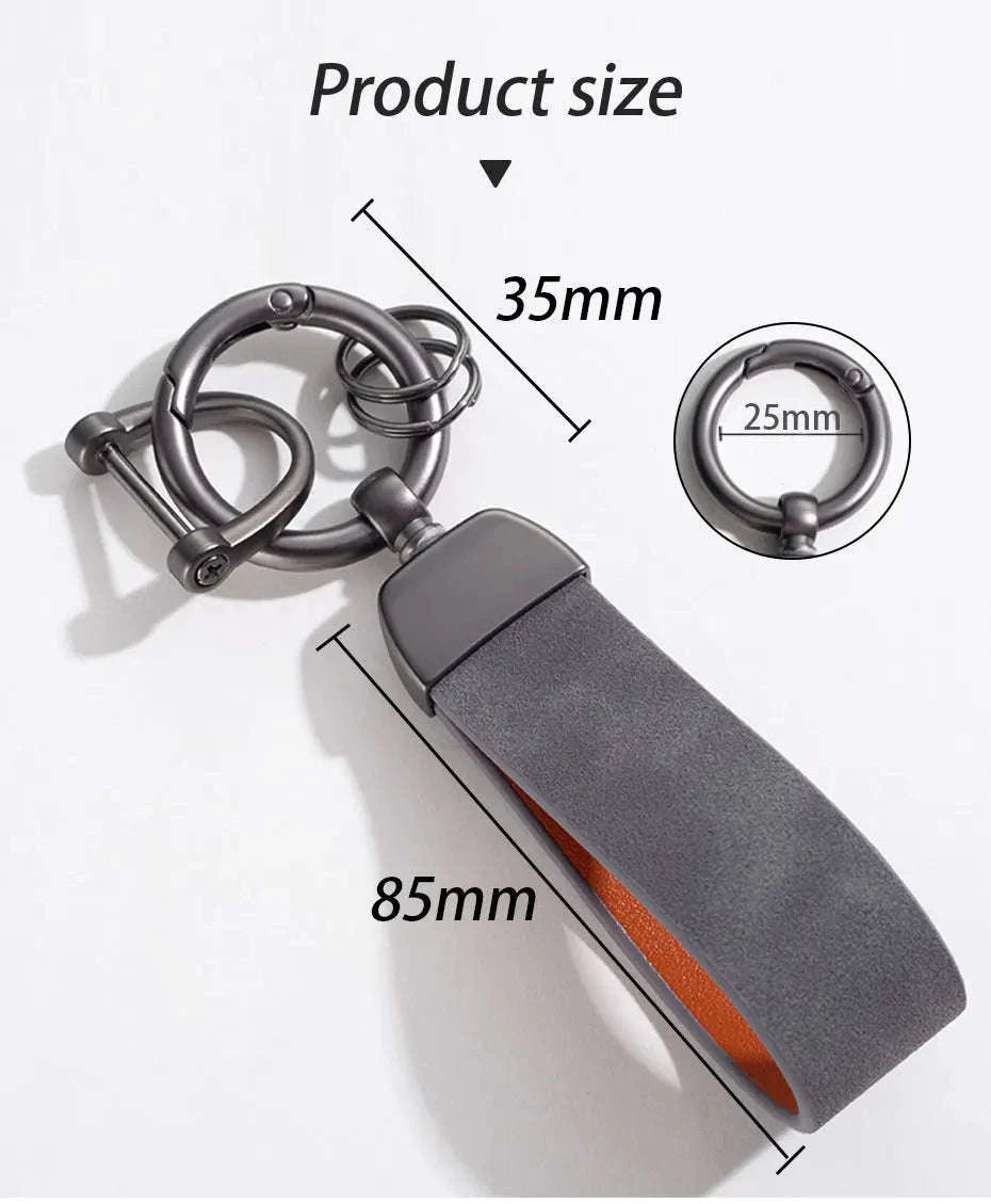 Vintage Suede Car Keychain Ring-Blue