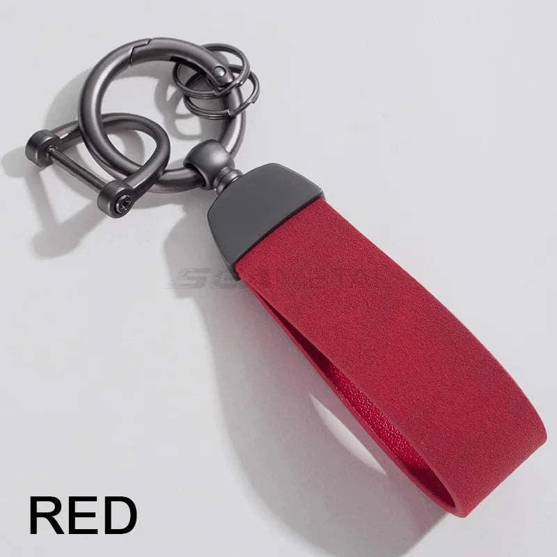 Vintage Suede Car Keychain Ring-Blue