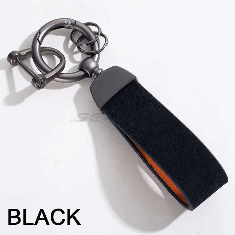 Vintage Suede Car Keychain Ring-Blue