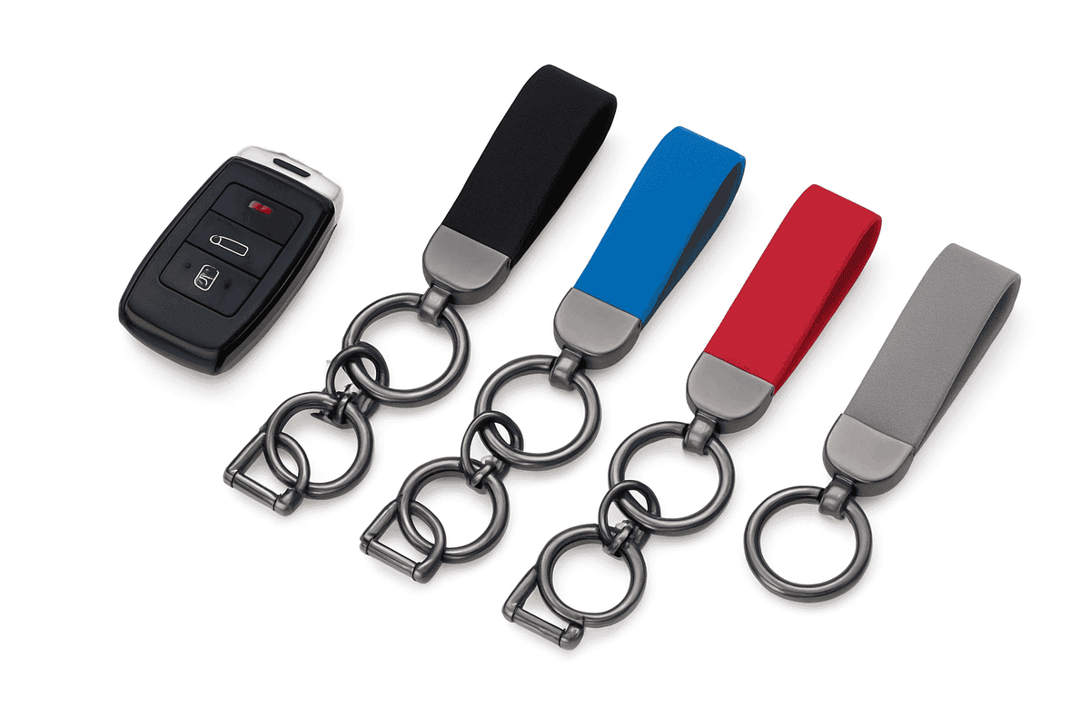 Vintage Suede Car Keychain Ring-Blue
