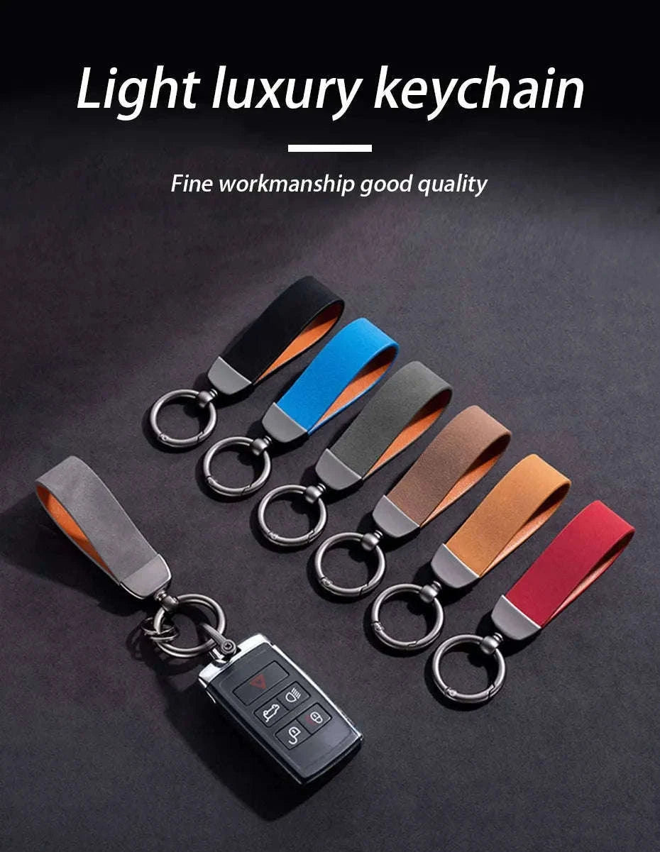 Vintage Suede Car Keychain Ring-Blue