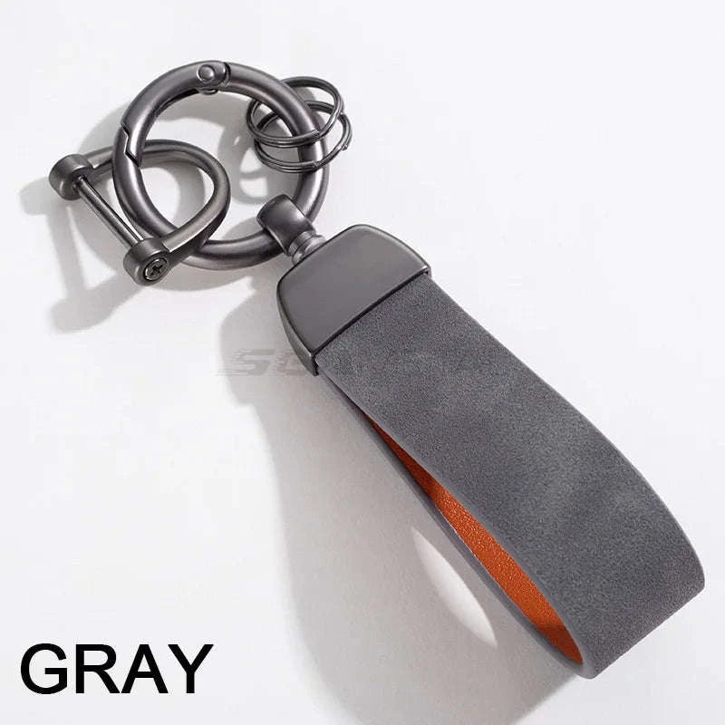 Vintage Suede Car Keychain Ring-Blue