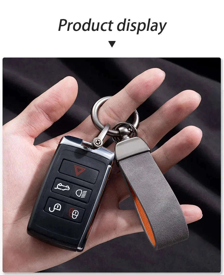 Vintage Suede Car Keychain Ring-Blue