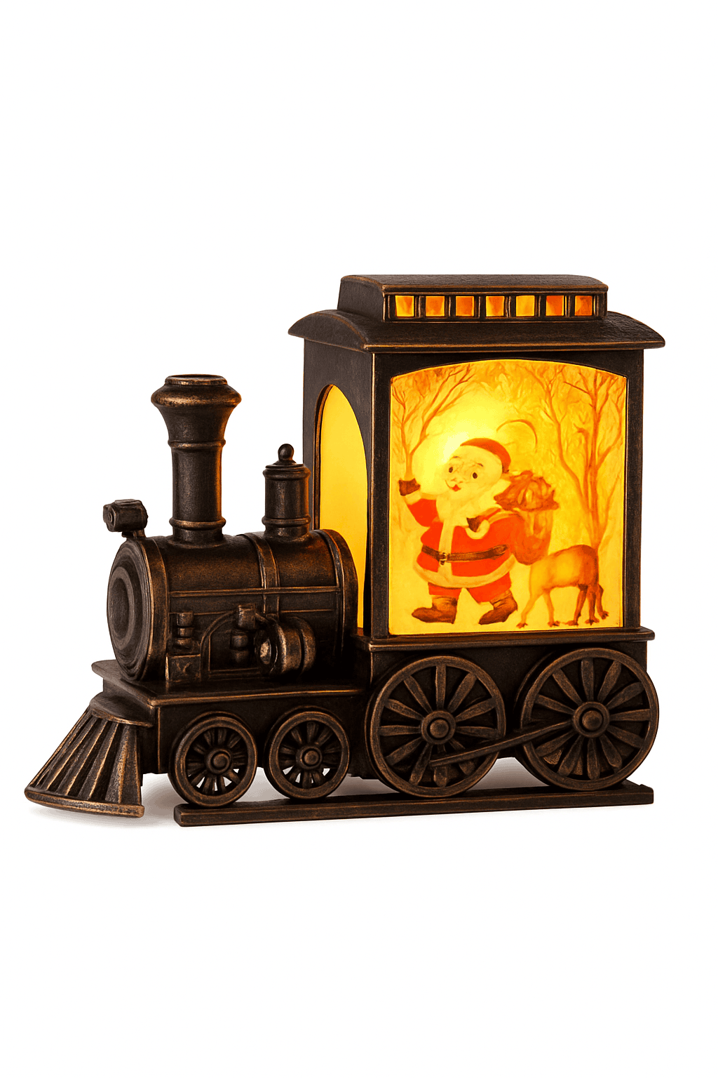 Vintage Train LED Night Lamp Lantern for Cozy Home Décor-A-Santa Claus