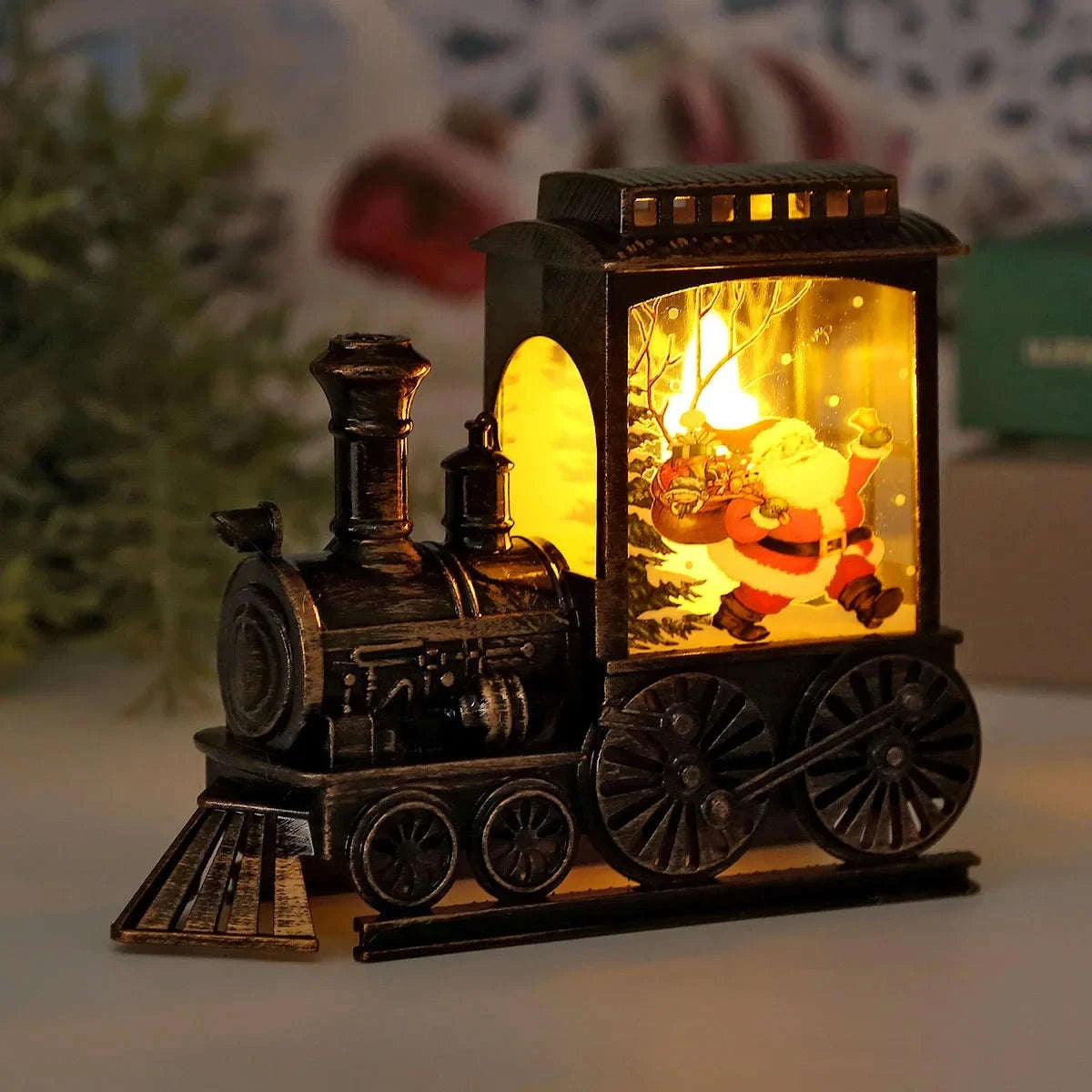 Vintage Train Night Lamp LED Lantern-A-Santa Claus