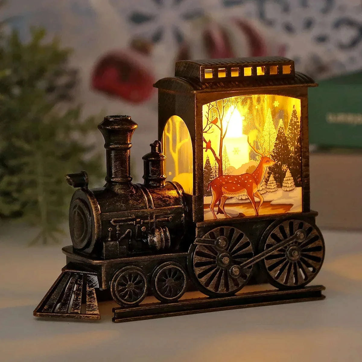 Vintage Train Night Lamp LED Lantern-A-Santa Claus