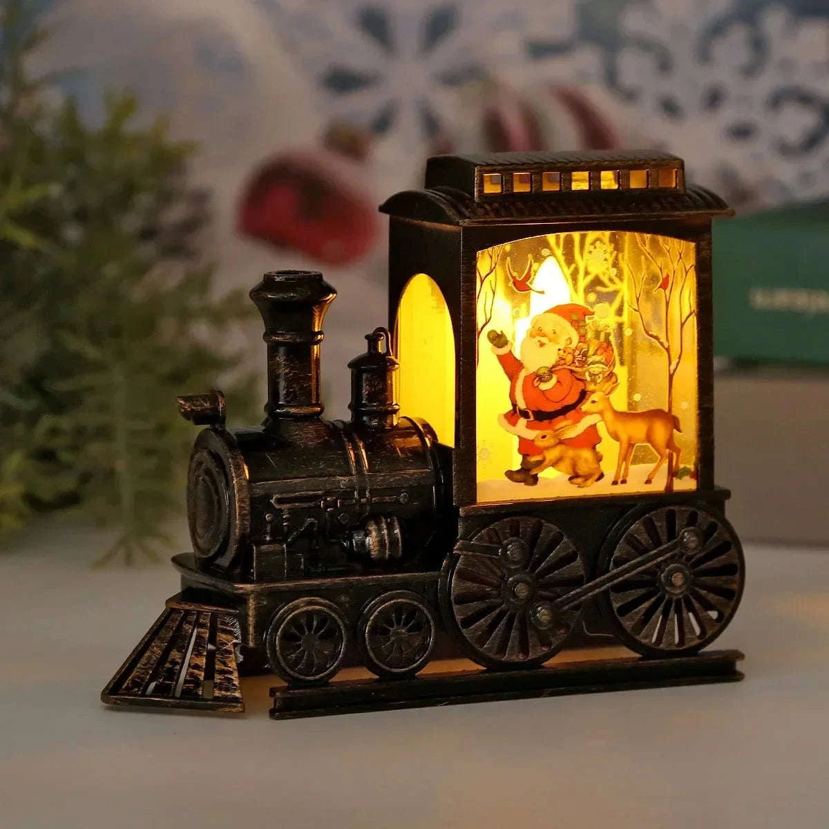 Vintage Train Night Lamp LED Lantern-A-Santa Claus