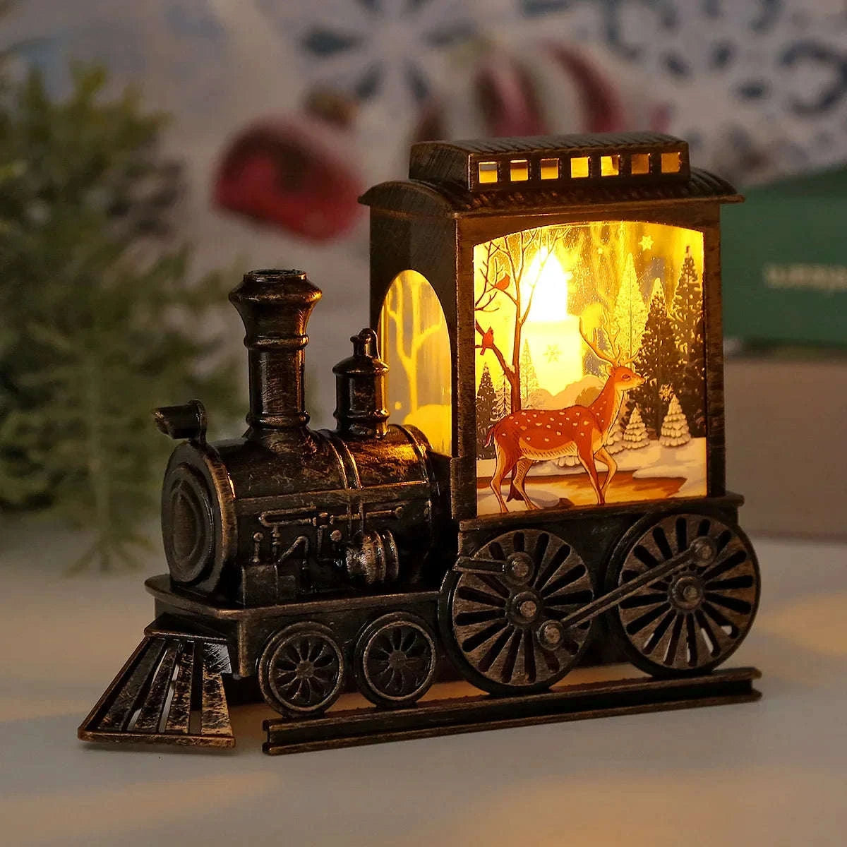 Vintage Train Night Lamp LED Lantern-A-Santa Claus