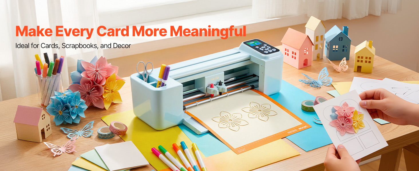 SucceBuy Vinyl Cutting Machine 12 in Button Screen Controlled Vinyl Cutter 5000+ Built-in Design Resources Creating Crafts Cards