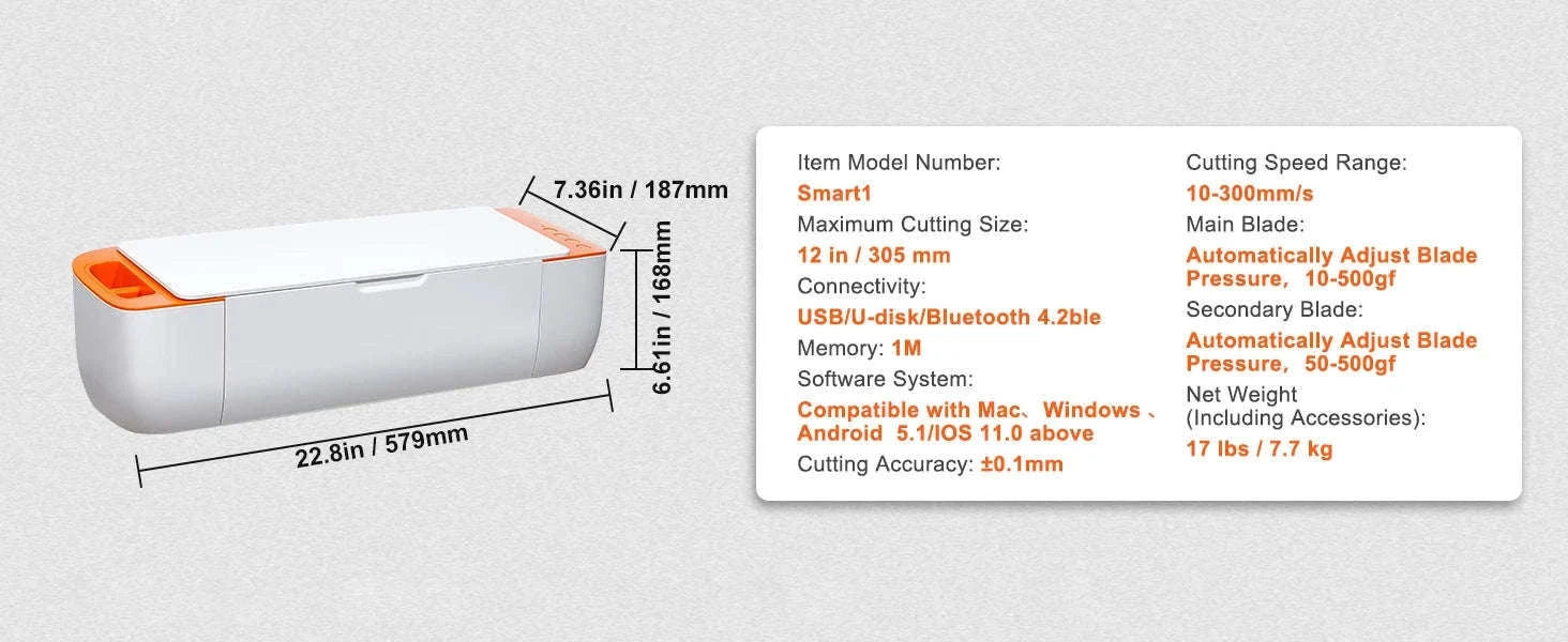 Vinyl Cutter Machine with Software, 3 Blades, Pen Holder, 14 Inch-Orange White / Poland