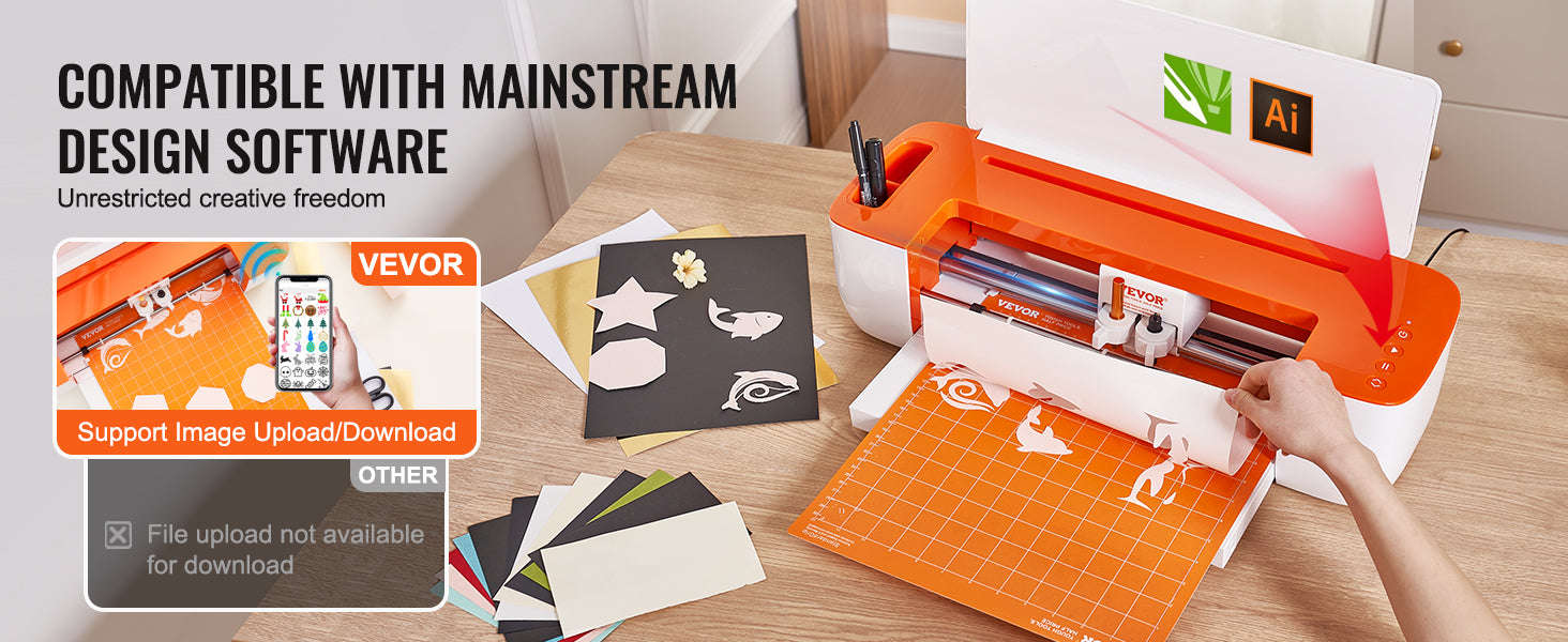 Vinyl Cutter Machine with Software, 3 Blades, Pen Holder, 14 Inch-Orange White / Poland