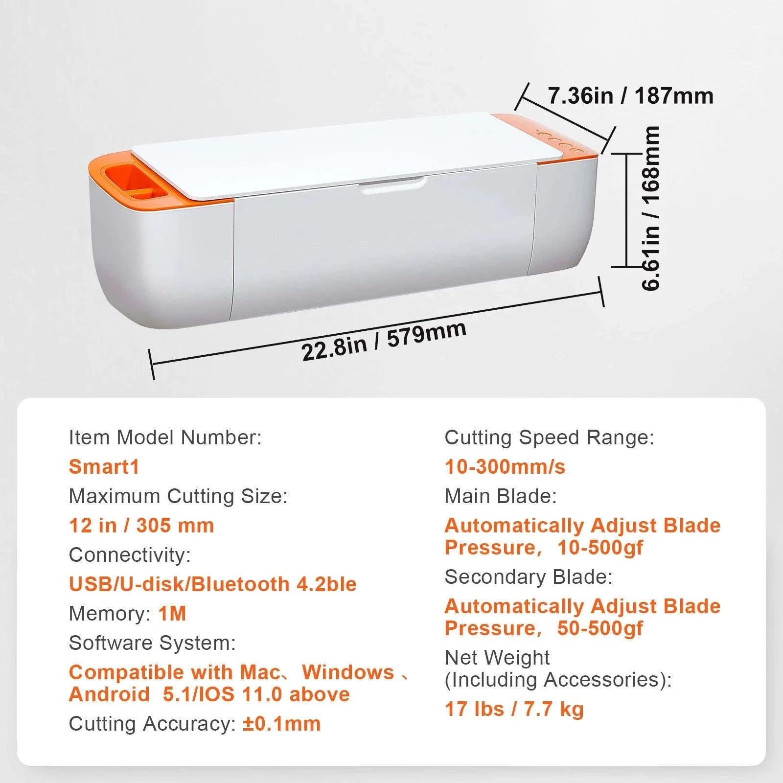 Vinyl Cutter Machine with Software, 3 Blades, Pen Holder, 14 Inch-Orange White / Poland