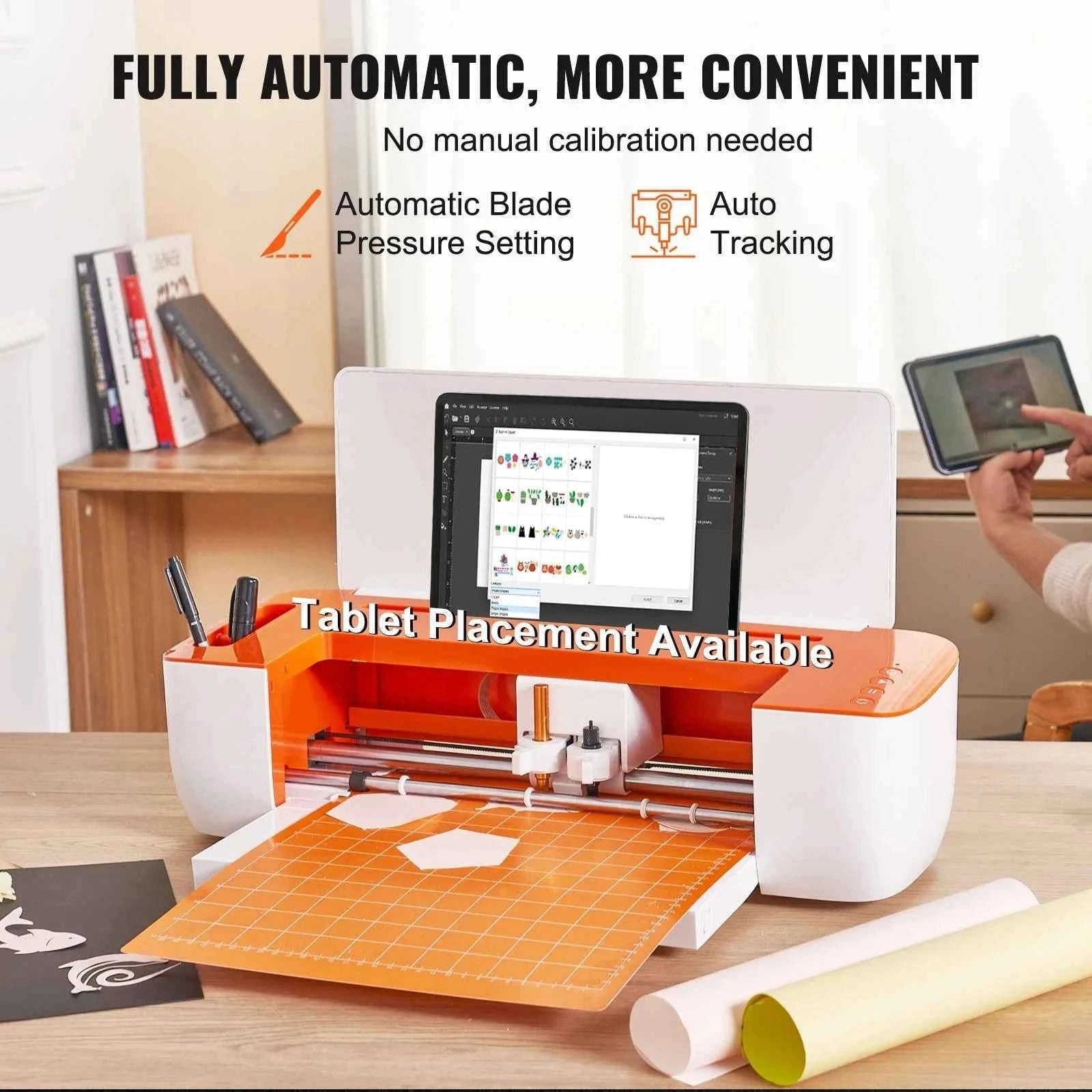 Vinyl Cutter Machine with Software, 3 Blades, Pen Holder, 14 Inch-Orange White / Poland