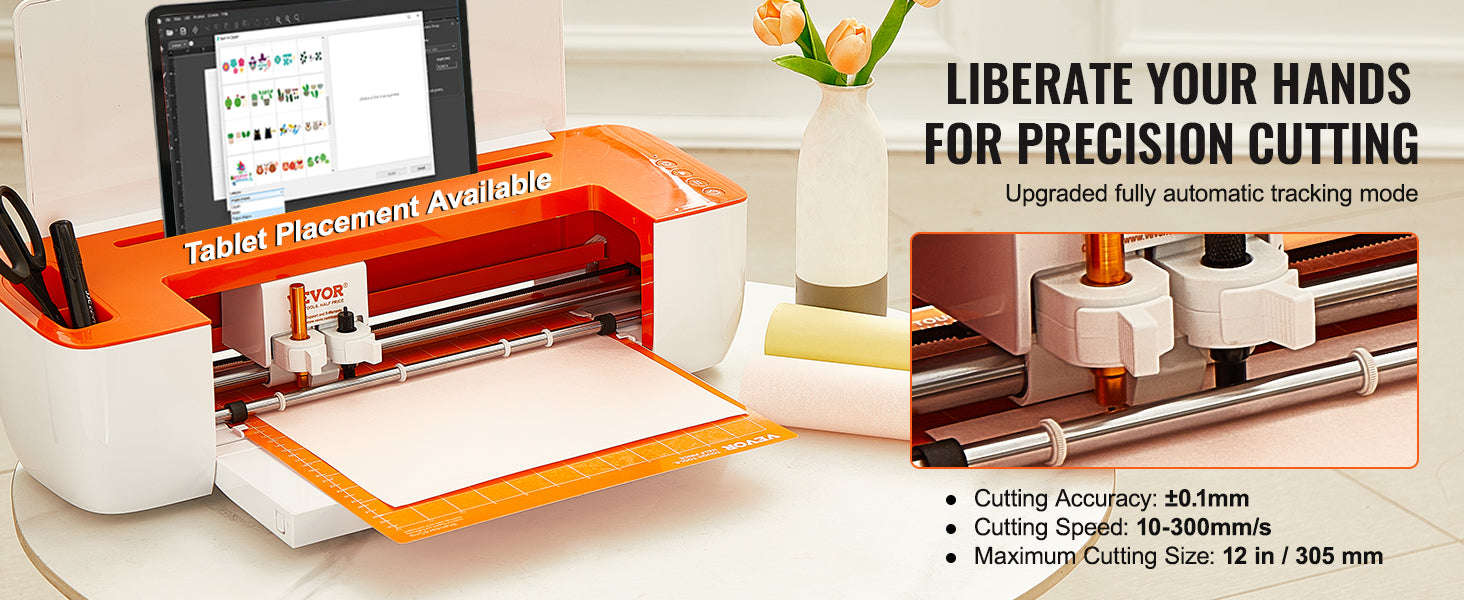 Vinyl Cutter Machine with Software, 3 Blades, Pen Holder, 14 Inch-Orange White / Poland
