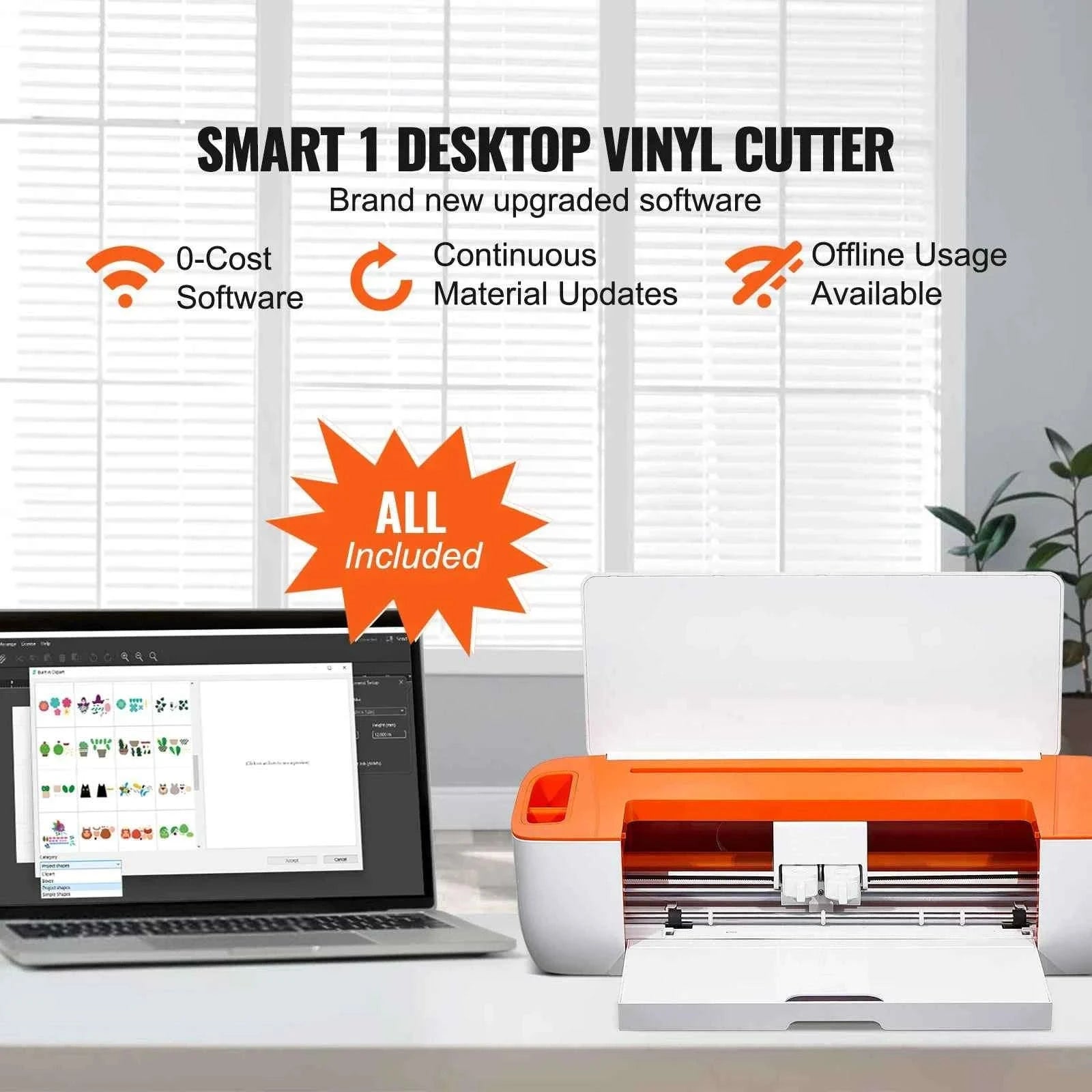 Vinyl Cutter Machine with Software, 3 Blades, Pen Holder, 14 Inch-Orange White / Poland