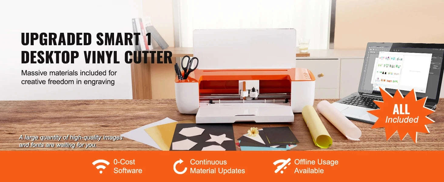 Vinyl Cutter Machine with Software, 3 Blades, Pen Holder, 14 Inch-Orange White / Poland