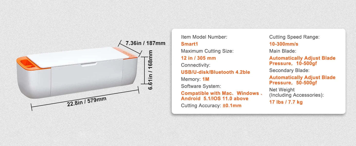 Vinyl Cutter Machine with Software, 3 Blades, Pen Holder, 14 Inch-Orange White / Poland