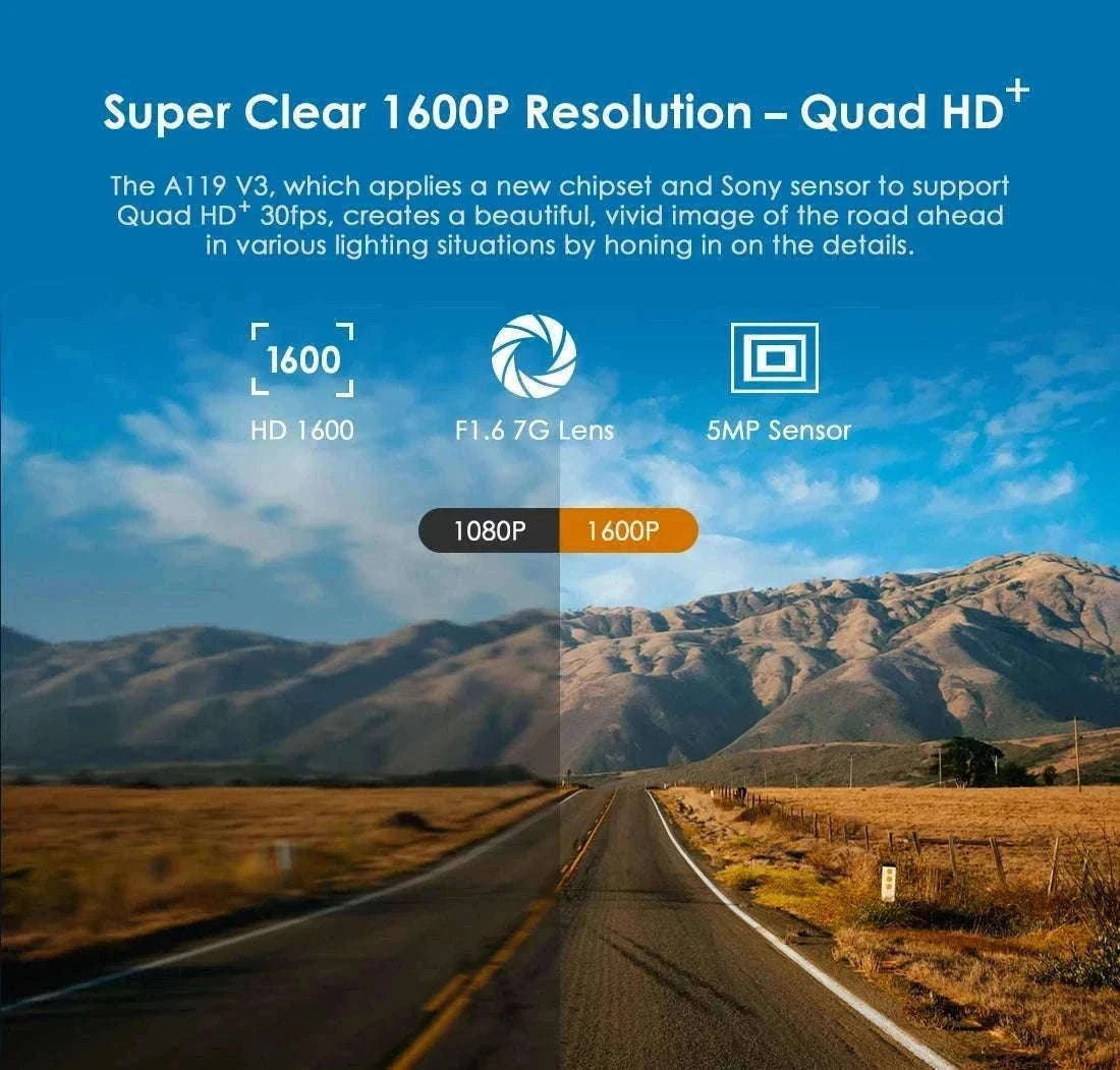 VIOFO A119 V3 2K Quad HD Dash Cam with Night Vision & Parking Mode-Add GPS / None